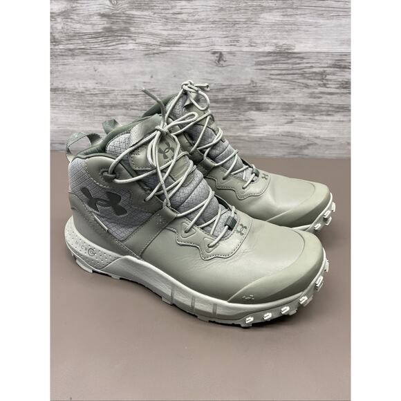 UNDER AMOUR MENS 9 Micro G Valsetz 6" Mid Green Leather Waterproof 3025577-300 - Picture 2 of 10